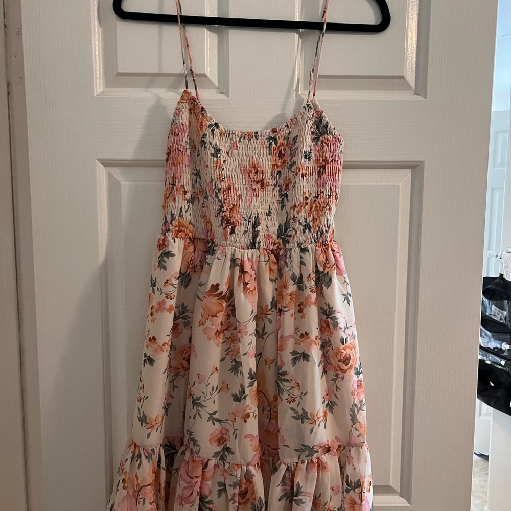 Selfie Leslie Orange Smocked Tiered Mini Dress